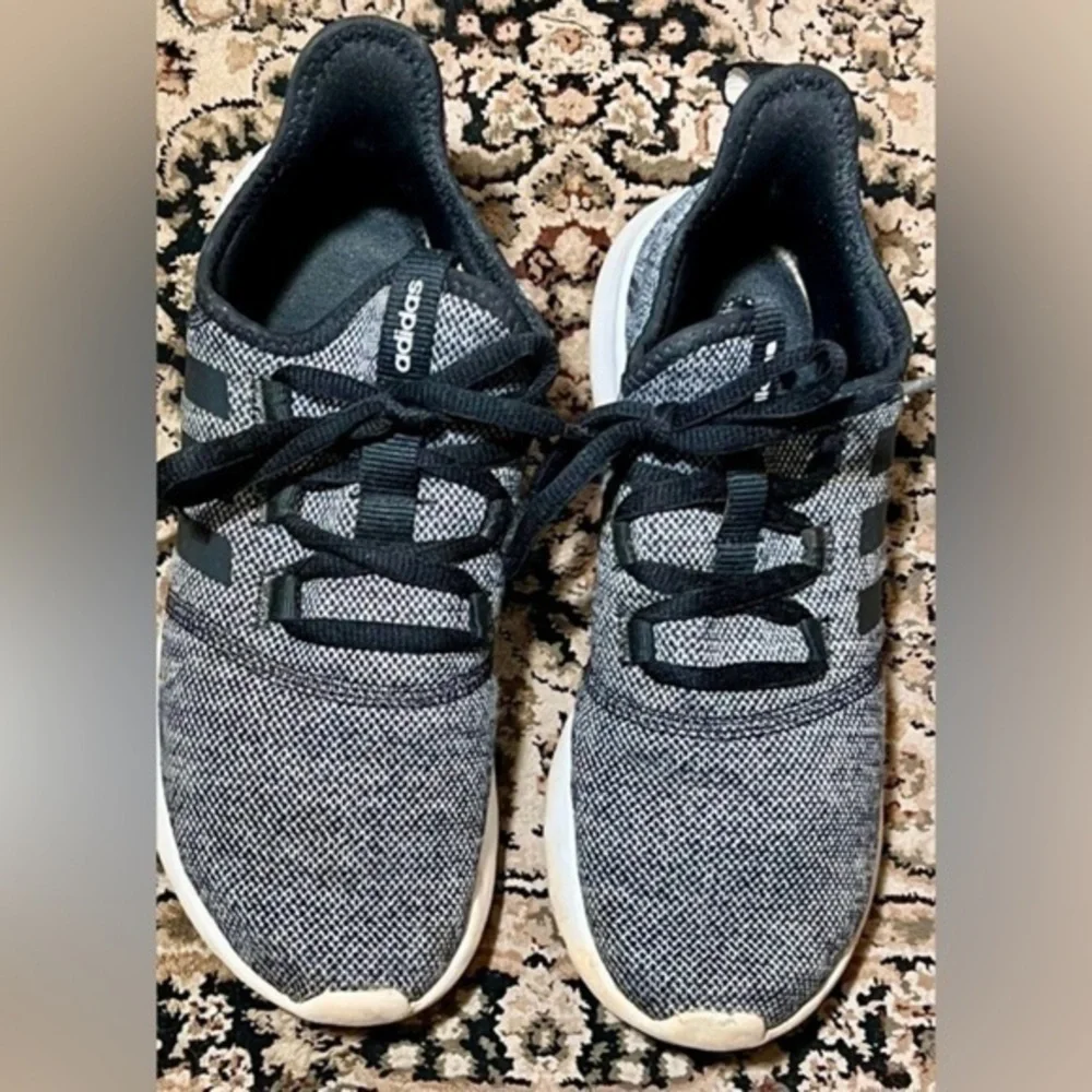ADIDAS CLOUDFOAM PURE CORE BLACK SNEAKERS SIZE 8